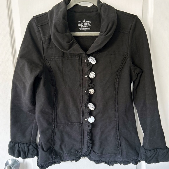 neon buddha Jackets & Blazers - Neon Buddha black button front ruffle jacket Size M